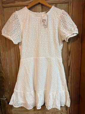 Speechless Large Girls' White Eyelet Puff-Sleeve Dress